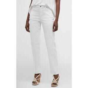 Eileen Fisher High Rise Straight Leg Jean White Stretch Denim Ankle Sz 12 NWT
